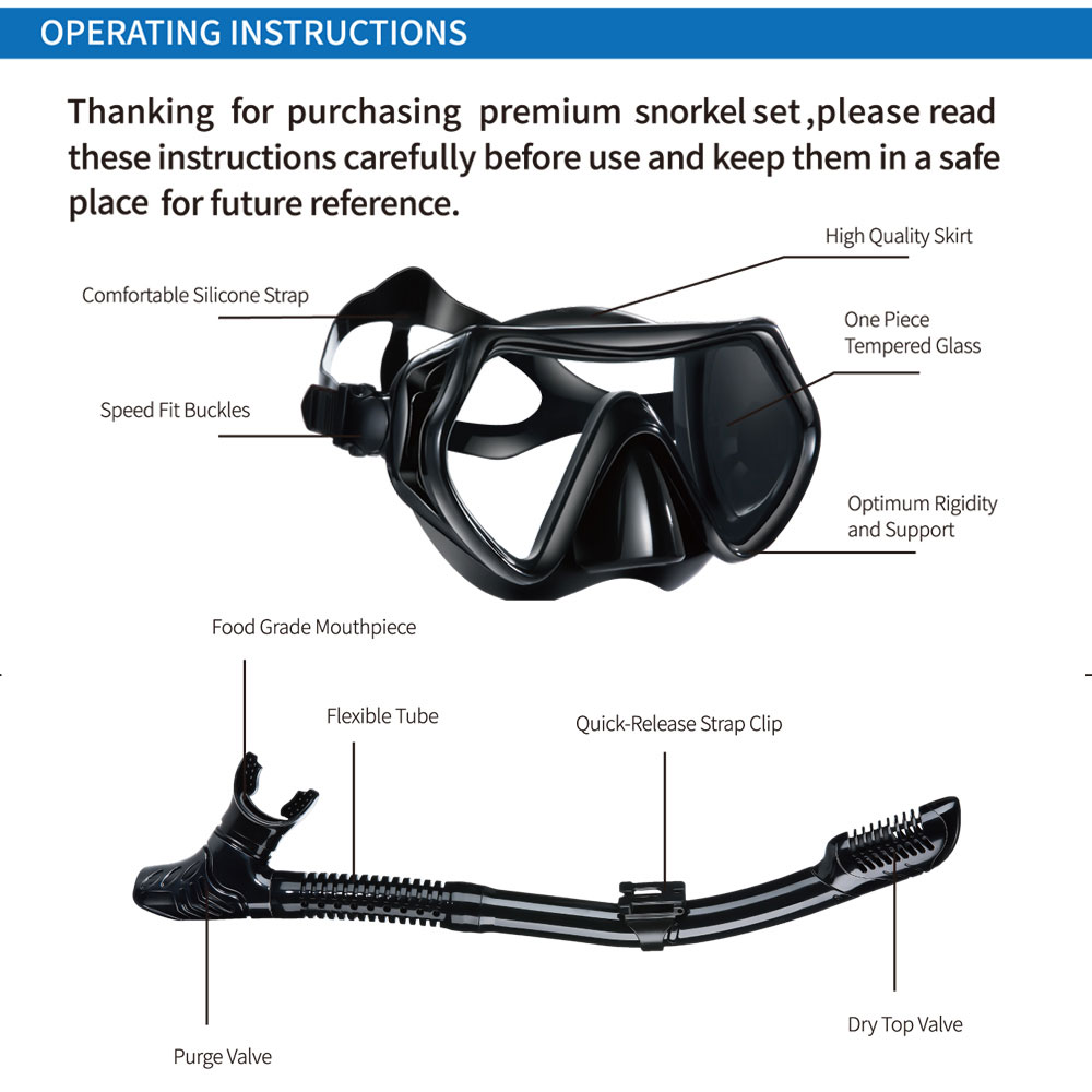 Novo Mergulho Snorkel Profissi - Freediving Mask Set avaliação e preço